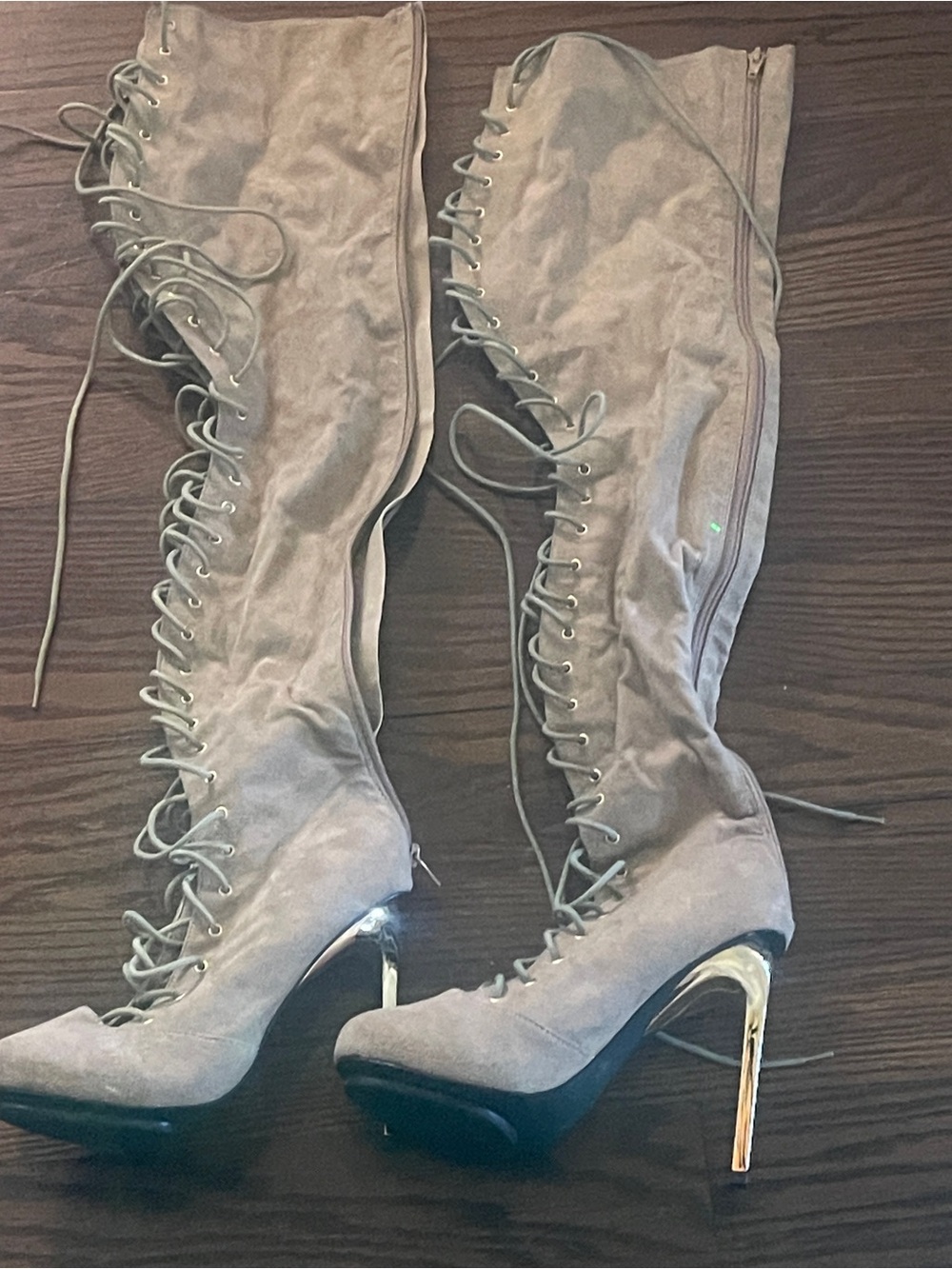 Women’s Lace-Up Over-the-Knee Heeled Boots